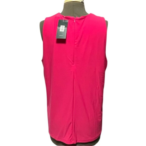 LAUREN RALPH LAUREN 1X Sleeveless V Neck Blouse Zipper Closure On The Back NWT - Picture 3 of 16